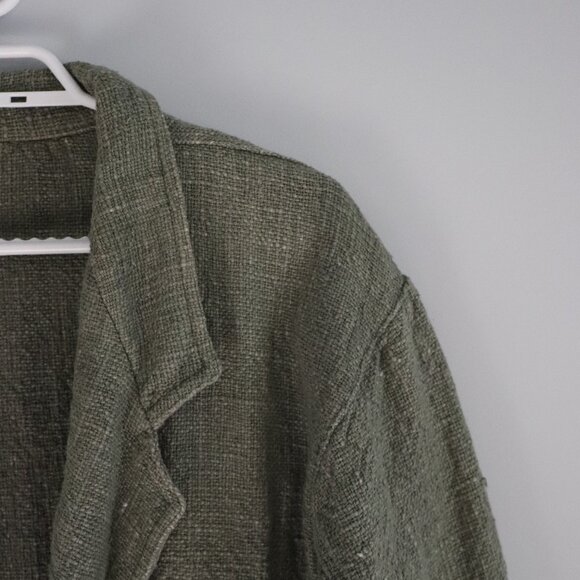 Vntg Margaret Godfrey Bagatelle V-Neck Single Button Canada Green Cotton Blazer - Picture 4 of 12